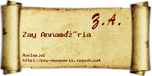 Zay Annamária névjegykártya