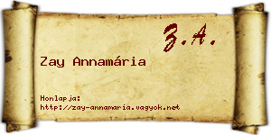Zay Annamária névjegykártya
